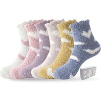 TOCONFFON Womens Fuzzy Socks Slipper Soft Plush Warm Fluffy Winter Sleep Cozy Socks for Women Bulk Boxed Set 2-6 Love 6 pairs