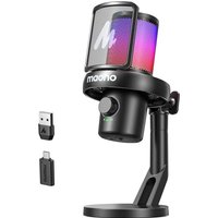 MAONO Wireless Microphones for PC, Gaming Mic with Software AI Voice Change, One-tap Noise Cancellation, Custom EQ, Adjustable RGB Light, Monitoring,