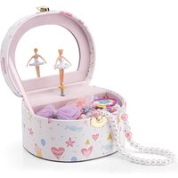 VLANDO Musical Jewellery Box with Spinning Ballerina, Handheld Jewel Storage Case Childrens Musice Box Jewellery Storage Boxes with Lids for Children
