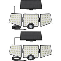 Lepro Solar Security Lights Outdoor Motion Sensor, 1200LM Flood Lights with Separate Solar Panel, IP65 Waterproof, Adjustable 3Heads, PIR Wall Lights