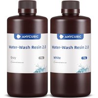 ANYCUBIC Water Washable 3D Printer Resin 2.0 with Easy Post-Processing, High Precision and High Resilience, Low Odor and Anti-Yellowing 3D Resin for L