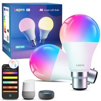 Lepro AI Smart Bulb B22, Music Sync Bayonet WiFi Bulb, Colors Changing Light Bulb Works with Alexa & Google Assistant, 806lm, Voice Control, Personali