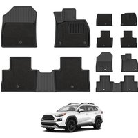 3W Floor Mats Fit for Toyota RAV4 XA50 2019-2024 2025 with Carpets on Top, TPE All Weather Custom Boot Car Mat, Waterproof, Anti-Slip, Easy to Clean C
