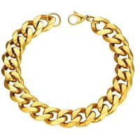 PROSTEEL Mens Cuban Chain Bracelet Silver, 3/6/9/12MM Width, 19/21CM Length, Strong 316L Stainless Steel (Send Gift Box) Gold Plated-12mm 21 CM Length