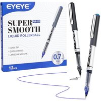 EYEYE Rollerball Pens 0.7mm, 6 Black 6 Blue Medium Point Roller Ball Pen Quick Dry, Liquid Ink Pens Fine Point Smooth Writing Pens for Journaling, Not