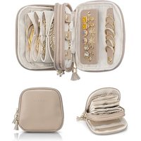 VLANDO Travel Jewellery Case,Holiday Essentials for Women,Velvet Lining Jewellery Pouch for Rings, Bracelets & Necklaces,Toffee