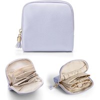 Vlando Travel Jewellery Organiser, Jewellery Pouch with Zipper, Velvet Lining Jewellery Bags for Rings, Bracelets & Necklaces,Purple-Lychee Grain C.pu