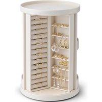 Vlando Jewellery Box 360° Rotating Jewellery Box with 6 Necklace Hooks, Vertical Jewellery Storage for Necklaces, Earrings, Bracelets, Open Design, B