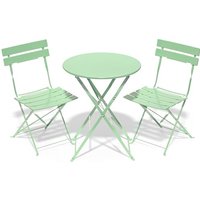 RELAX FIELD Folding Bistro Table and Chairs Set of 2, Balcony Furniture, Outdoor Garden Bistro Set for 2, Small Garden Furniture Set 3 Piece, Green