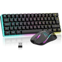 RedThunder K62 Wireless 60% RGB Gaming Keyboard and Mouse Combo, UK Layout 62 Keys Ultra Compact Backlit Mini Keyboard, Lightweight Cellular Optical M