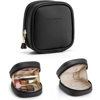 Make up Bag for Purse, Waterpoof Travel Toiletry Bag, Mini Makeup Bag with Slip-in Pockets, Giftsfor Mum,Black-Toothpick Grain