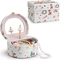 Vlando Birthday Gifts, Jewellery Box for Girls, Music Box with Ballerina, Gift Box for Kids, Childrens, Womens (White) C.white