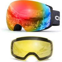 Odoland Unisex Ski Goggles for Men, Women and Boys - Frameless Snowboard Goggles With Magnetic Interchangeable Lens, UV Protection, Anti-fog, Helmet C