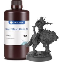 ANYCUBIC Water Washable 2.0 3D Printer Resin, 405nm High Precision and Anti-Yellowing 3D Resin, High Resilience, Easy Post-processing Photopolymer Res
