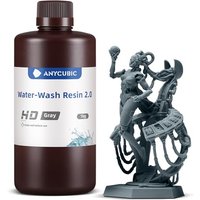 ANYCUBIC Water Washable 3D Printer Resin 2.0 with Easy Post-Processing, High Precision and High Resilience, Low Odor and Anti-Yellowing 3D Resin for L