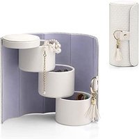 Vlando Jewellery Box Travel Accessory Storage Organizer Roll Small Faux Leather Travel Jewellery Box Organizer Display Storage Case for Rings, Earring