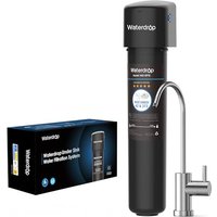Waterdrop 15UB Under Sink Water Filter System, 19000 Gallons High Capacity Drinking Water Filtration System, with Dedicated Brushed Nickel Faucet, Red