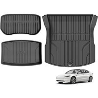 3W Boot Liners For Tesla Model 3 2024 2025 2026 Highland, TPE All Weather Dog Friendly Mats, Custom Fit Tesla Model 3 Cargo Liner, Waterproof Non Slip