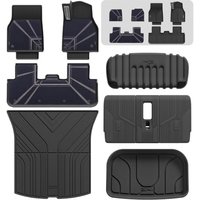 3W 9 Piece Set Floor Mats & Boot Liner & Seat Back Cover & Pulseline Carpets Fit for Tesla Model Y 2026 Standard, All Weather Dog Friendly TPE Car Mat