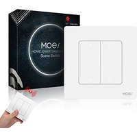 MOES ZigBee Smart Scene Switch with Star Ring Design - Requires MOES ZigBee Gateway, One Button Toggling, Whole House Linkage, 4 Gang White White 4 Ga