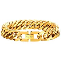 PROSTEEL Chain Bracelet for Men - 8MM Width Chain Cuban Link Bracelet Silver/Gold Plated/Black, Hip Hop Jewellery 19/21/23CM for Men Boys Teen -with G