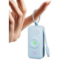 INIU Power Bank for Apple Watch, 5000mAh Wireless Portable Charger Powerbank with Built-in Cable, Slim Travel Keychain Battery Pack with LCD Display f