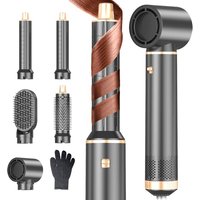 Hair Dryer Brush, 5-in-1 Hot Air Brush, Blow Dryer & Styler with Detachable Heads (Curling Wand, Volumizing Brush, Straightener, Curler), Travel Haird