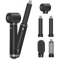 Hair Dryer Brush, 5-in-1 Hot Air Brush, Blow Dryer & Styler with Detachable Heads (Curling Wand, Volumizing Brush, Straightener, Curler), Travel Haird