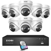 ZOSI 8CH 4K PoE Security Camera System with Person Vehicle Detection,8pcs 5MP Indoor Outdoor PoE IP Cameras,2-Way Audio,Color Night Vision,8CH 4K NVR