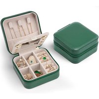 Vlando Small Faux Leather Travel Jewellery Box Organizer Display Storage Case for Rings Earrings Necklace with Mirror,Dark Green A.Mirror Green