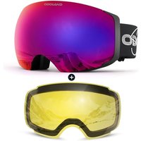 Odoland Unisex Ski Goggles for Men, Women and Boys - Frameless Snowboard Goggles With Magnetic Interchangeable Lens, UV Protection, Anti-fog, Helmet C
