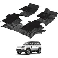 3W Floor Mats Fit for Land Rover Defender 90 2020-2026 with Carpets on TOP TPE All Weather Custom Fit Floor Liners 1-2Rows Full Set 7Pcs Car Mats Defe