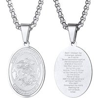 PROSTEEL Mens Angel Saint Michael Pendant St.Michael Necklace, 316L Stainless Steel/Gold Plated (Send Gift Box, Velvet Pouch) C-Stainless Steel