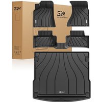 3W Floor Mats and Boot Liner for Porsche Macan 2014-2025, TPE All-Weather Tailored Floor Mats 1-2 Rows and Boot Mats Complete Set Porsche Macan 2014-2