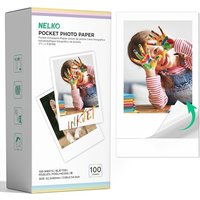 Nelko 52.3x90mm Premium Photo Paper, 100-Pack Genuine PP01 Pocket Printer Paper, Sticky Back Picture Paper, Compatible with Nelko PP01 Photo Printer,