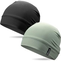 Outdoor Shaping 2 Pcs Cooling Skull Caps for Men Women, Breathable 3D Mesh Lightweight Slouchy Beanie for Cycling Gym Running