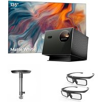 Valerion Home Theater Bundle - Includes Valerion Pro2 4k Projector + 135" Matte White Screen + Ceiling Mount Bracket + 3D Glasses 135" Matte White Scr