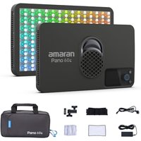 amaran Pano 60c Kit 60W RGBWW Full-Color Panel Light with 22,220 Lux @ 0.5m, USBâC PD Powered, Includes Softbox, Grid, Diffuser, Carrying Case for P