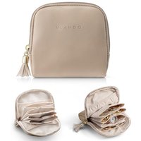 Vlando Travel Jewellery Box, Travel Jewellery Organiser with Zipper, Velvet Lining Jewellery Pouch for Rings, Bracelets & Necklaces,Travel Essentials,