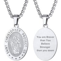 PROSTEEL St Christopher Necklace for Men, Saint Christopher Pendant Chain, Personalised Engrave Catholic Protection Pendant Jewellery Gift for Boys Ch