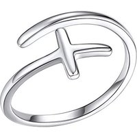 PROSILVER Women S925 Solid Sterling Silver Ring, Chic Classy Design-With Gift Box 03: sideway cross
