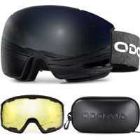 Odoland OTG Ski Goggles Set with Detachable Lens, Interchangeable Lens, Anti-Fog 400 UV Protection Snow Goggles for Men and Women, Helmet Compatible V
