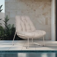 Grand patio Outdoor Chair with Cushion, Modern Metal Outdoor Lounge Chair for Patio Porch Deck Garden, Weather Resistant and Easy to Maintain, Off â