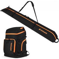 Odoland Ski Bag and Boot Bag Combo, Padded Ski Bags for Air Travel, Snow Ski Backpack Fit Ski Up to 200cm, Waterproof Double Bag for Storage, Transpor