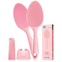 Sunivaca 2-Sided Glass Foot File Callus Remover for Feet - Safe, Effective Yet Gentle Feet Scrubber Dead Skin Remover with Long Handle & Drain Stand,