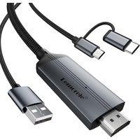 Lemorele 2 in 1 2M HDMI Adapter Cable, Micro USB Type C to HDMI, Supports Resolutions Up to 1080P, Plug and Play, Compact Design for USB C Devices to