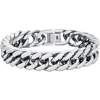 PROSTEEL Chain Bracelet for Men - Cuban Link Chunky Bracelet Silver/Gold Plated/Black 8MM/12MM/17MM Width, Hip Hop Jewellery 19/21/23CM Length for Men