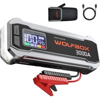 WOLFBOX Jump Starter Power Pack, 3000A Car Battery Booster for 12V Vehicle with 65W Quick Charge, Car Jump Starter Power Bank for 8L Gas 6L Diesel Eng