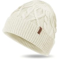 Outdoor Shaping Merino Wool Beanie, Unisex Cable Knit Hat, Daily Rib Cuff Beanie, Warm Winter Cap One Size Beige