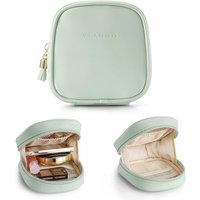 Small Makeup Bag, Travel Makeup Bag with Slip-in Pockets, Portable Cosmetic Bags,Waterproof Cosmetic Bags for Women,Green